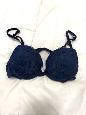 La Senza 32B Navy Blue Lace Push-Up Bra